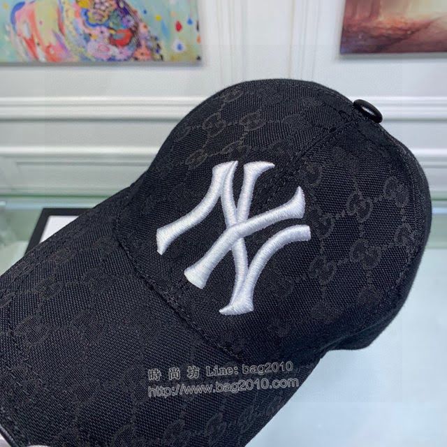 Gucci聯名NY帽子 古馳GG印花刺繡鴨舌帽棒球帽  mm1728
